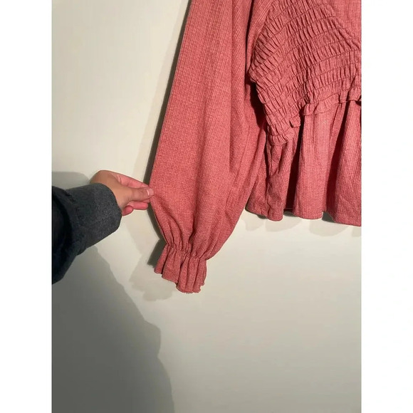Altar’s State Terracotta Smocked Ruffle Blouse Top - Picture 4 of 9